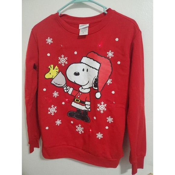 Peanuts Sweaters - Peanuts Snoopy Size Small Light Up Christmas Holiday Sweatshirt Women's Top EUC